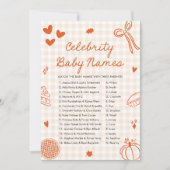 Fall Orange Hand Drawing Celebrity Baby Name Game Einladung (Vorderseite)