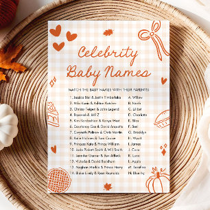 Fall Orange Hand Drawing Celebrity Baby Name Game Einladung