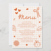 Fall Orange Hand Drawn A Little Cutie Pie Menu Einladung (Vorderseite)