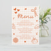 Fall Orange Hand Drawn A Little Cutie Pie Menu Einladung (Stehend Vorderseite)
