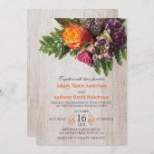 Fall Orange Lila Rose Carnation Bouquet Wedding Einladung (Vorne/Hinten)