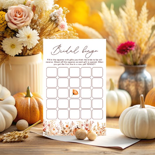 Fall Orange Pumpkin Brautparty Bingo Game