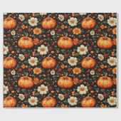 Fall Orange Pumpkins und Florals Geschenkpapier (Flach)