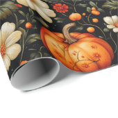 Fall Orange Pumpkins und Florals Geschenkpapier (Rolleneckpunkt)