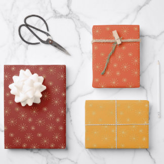 FALL ORANGE RED AND GOLD MIT SNOWFLAKE PATTERN GESCHENKPAPIER SET