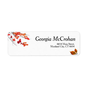 Fall Orange Red Leaves Return Address Label