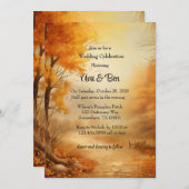 Fall Orange Tree Rustic Wedding Celebration Einladung (Vorne/Hinten)
