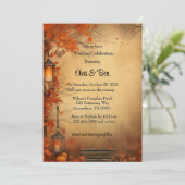 Fall Orange Trees Rustikale Hochzeitsstimmung Einladung (Stehend Vorderseite)