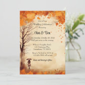 Fall Orange Trees Rustikale Hochzeitsstimmung Einladung (Stehend Vorderseite)