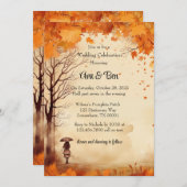 Fall Orange Trees Rustikale Hochzeitsstimmung Einladung (Vorne/Hinten)