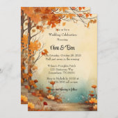 Fall Orange Trees Rustikale Hochzeitsstimmung Einladung (Vorne/Hinten)