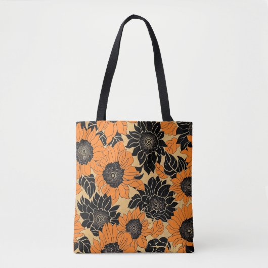 Fall Orange und Black Dahlia Floral Tasche (Vorderseite)