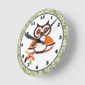 Fall Owl Clock Runde Wanduhr (Winkel)