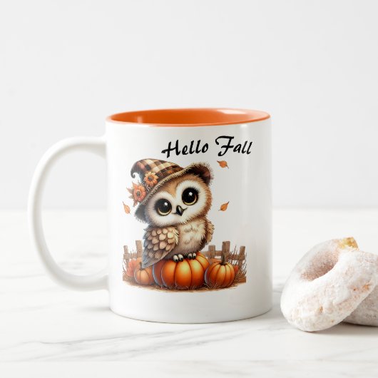 Fall Owl Coffee Tasse (Mit Donut)