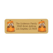 Fall Owl in Pumpkin-Rücksendeadressen-Aufklebern (Vorne)