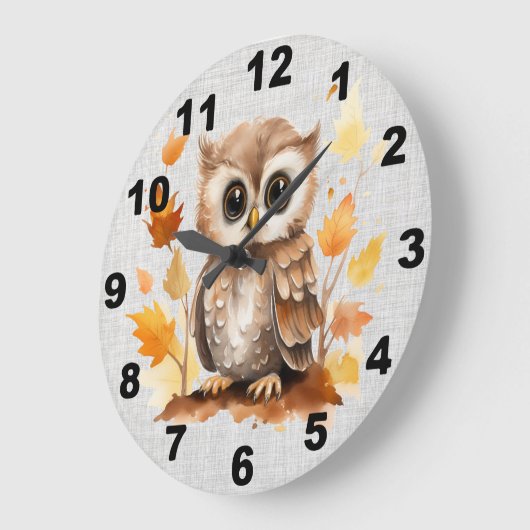 Fall Owl Wall Clock Große Wanduhr (Winkel)
