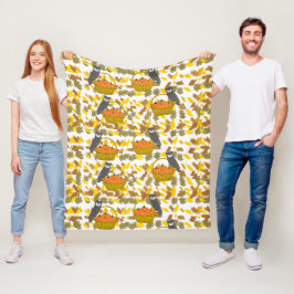 Fall Owls & Pumpkin Harvest Fleece Blanket