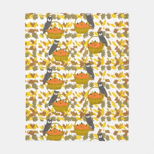 Fall Owls & Pumpkin Harvest Fleece Blanket (Vorderseite)