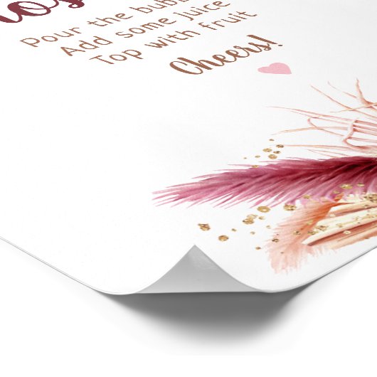 Fall Pampas Grass Boho Brautparty Mimosa Bar Poster (Ecke)