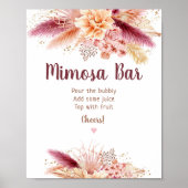 Fall Pampas Grass Boho Brautparty Mimosa Bar Poster (Vorne)