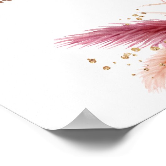 Fall Pampas Grass Boho Brautparty Willkommen Poster (Ecke)