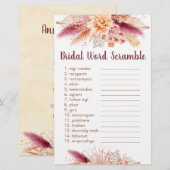 Fall Pampas Grass Boho Bridal Word Scramble Spiel (Vorne/Hinten)
