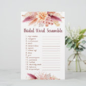 Fall Pampas Grass Boho Bridal Word Scramble Spiel (Stehend Vorderseite)