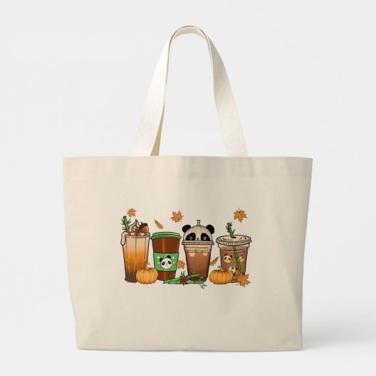 Fall Panda Kaffee Toag Jumbo Stoffbeutel (Rückseite)