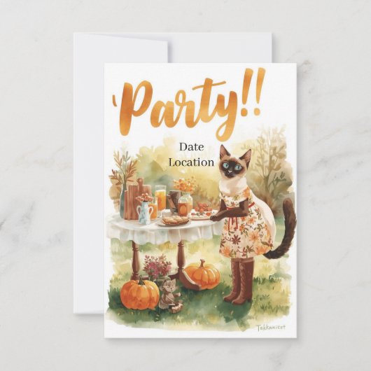 Fall Party Invitation Card – Cozy Autumn Gathering Einladung (Vorderseite)