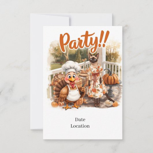 Fall Party Invitation Card – Cozy Autumn Gathering Einladung (Vorderseite)