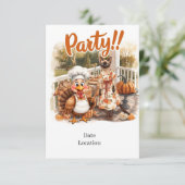 Fall Party Invitation Card – Cozy Autumn Gathering Einladung (Stehend Vorderseite)