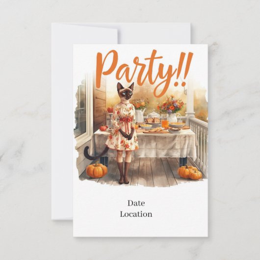 Fall Party Invitation Card – Cozy Autumn Gathering Einladung (Vorderseite)