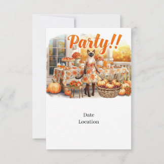 Fall Party Invitation Card  for Siamese Cat Lovers Einladung