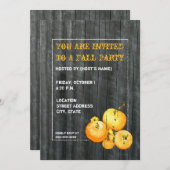 Fall Party Pumpkin & Barnwood Einladung (Vorne/Hinten)
