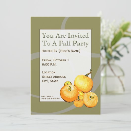 Fall Party Pumpkin Einladung (Stehend Vorderseite)
