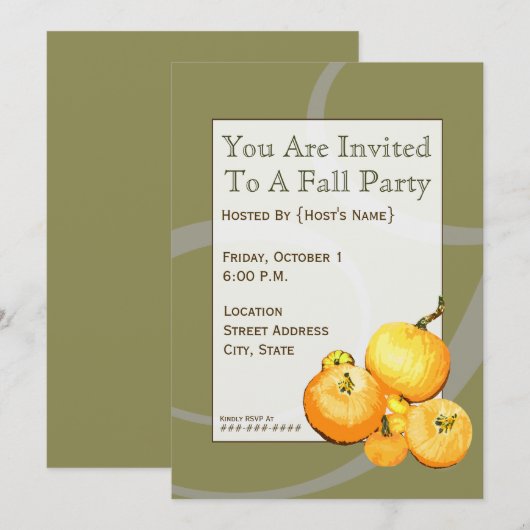 Fall Party Pumpkin Einladung (Vorne/Hinten)