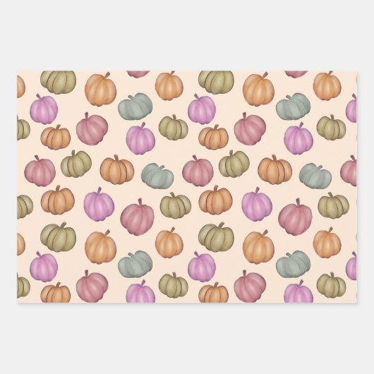 Fall Pastel Foliage & Pumpkin Muster Geschenkpapier Set (Vorderseite 2)