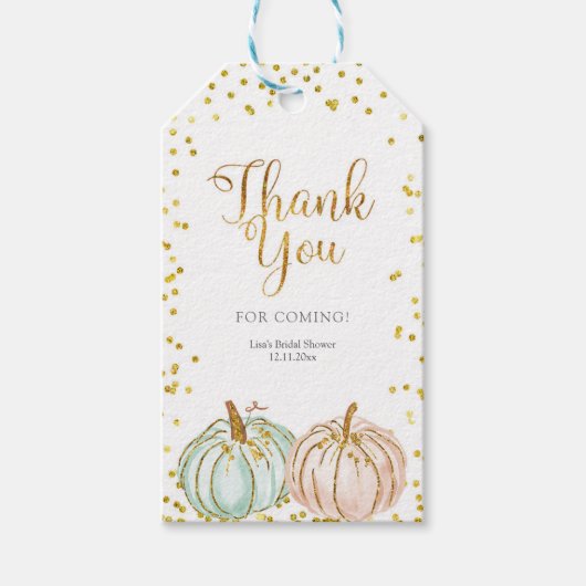 Fall Pastel Pumpkin Gender-Offenbarung Vielen Dank Geschenkanhänger (Vorderseite)