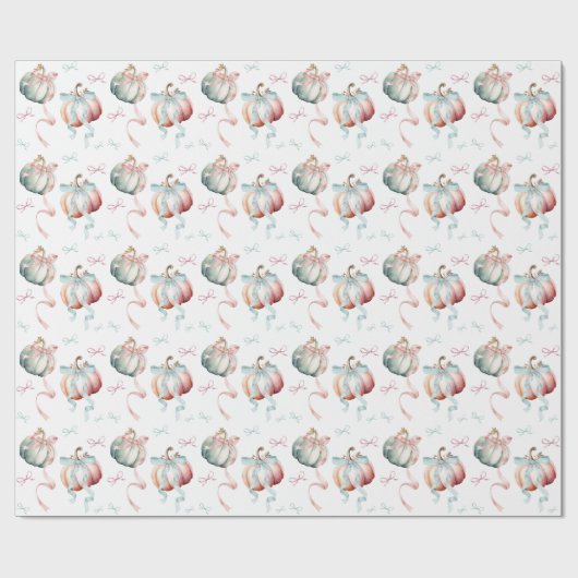 Fall Pastel Pumpkins and Bows Wrapping Paper Geschenkpapier (Flach)