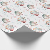 Fall Pastel Pumpkins and Bows Wrapping Paper Geschenkpapier (Ecke)