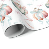 Fall Pastel Pumpkins and Bows Wrapping Paper Geschenkpapier (Rolleneckpunkt)