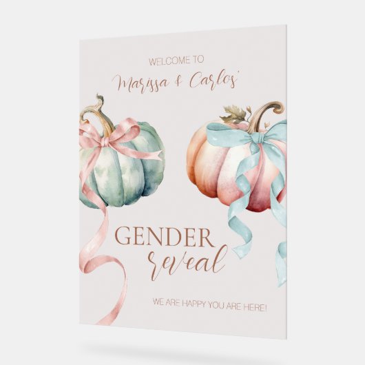 Fall Pastel Pumpkins und Bows Begrüßungszeichen Acrylschild (Winkel)