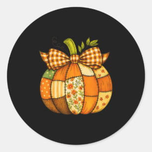 Fall Patchwork Pumpkin Autumn Halloween Thanksgivi Runder Aufkleber