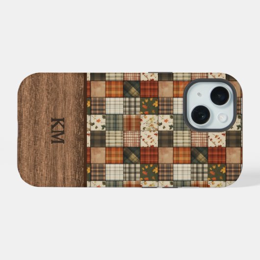 Fall Patchwork Quilt Phone Case | Personalized iPhone 15 Hülle (Rückseite (Horizontal))