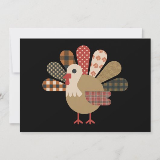 Fall Patchwork QuiltedTurkey Erntedank Feiertagskarte (Vorderseite)