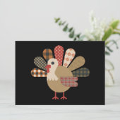 Fall Patchwork QuiltedTurkey Erntedank Feiertagskarte (Stehend Vorderseite)