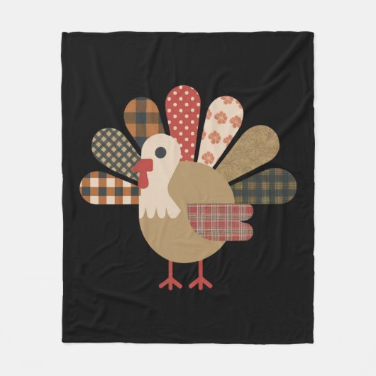 Fall Patchwork QuiltedTurkey Erntedank Fleecedecke (Vorderseite)