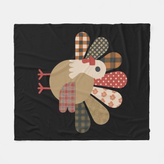 Fall Patchwork QuiltedTurkey Erntedank Fleecedecke (Vorderseite (Horizontal))