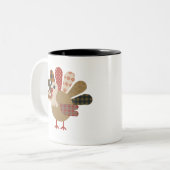 Fall Patchwork QuiltedTurkey Erntedank Zweifarbige Tasse (Vorderseite Links)