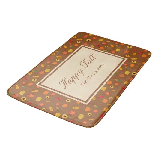 Fall Pattern Familienname Brown Badematte (Schrägansicht)